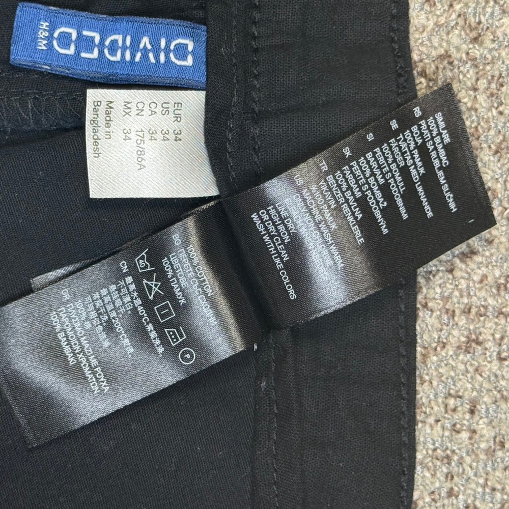 H&M Divided Mens Black Chino Shorts Size 34 Cotton Button Fly Casual Summer - Picture 7 of 9
